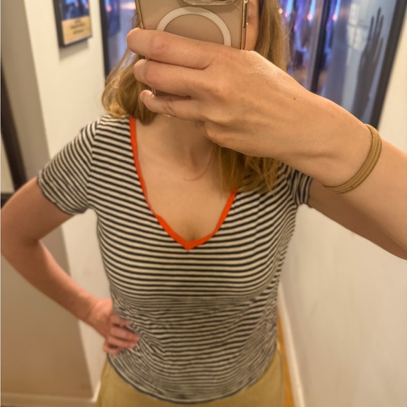 J. Crew Black and White Fitted Short Sleeve T-Shirt - Picture 1 of 5